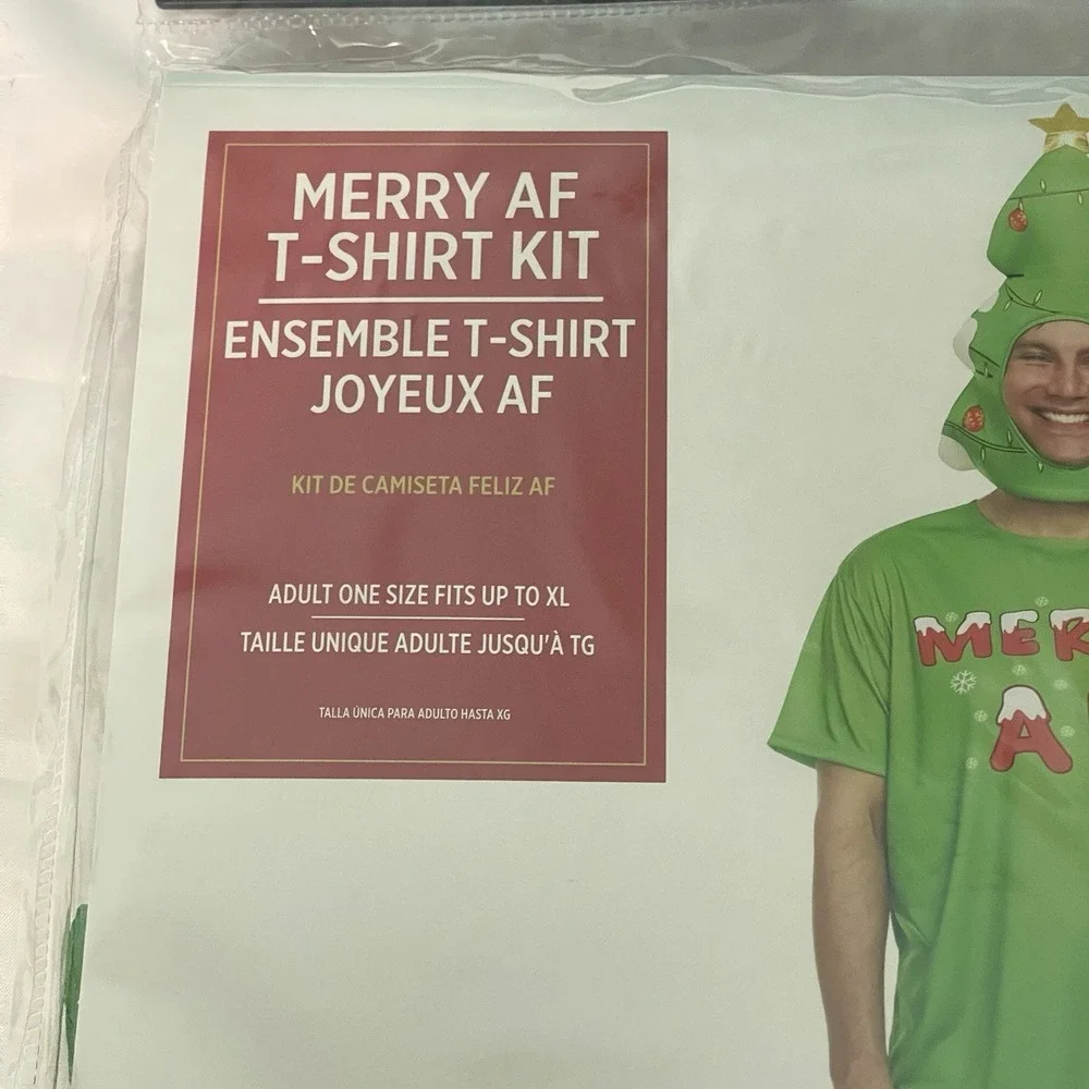 Men's 2 Piece Halloween Merry AF‎ Christmas T-Shirt And Foam Mask